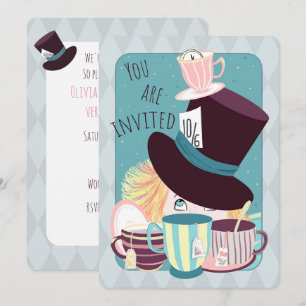 Mad Hatter Birthday Tea Party  Feestdagenkaart