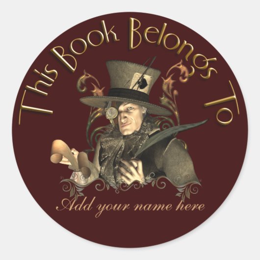 Mad Hatter Bookplate Sticker (Voorkant)