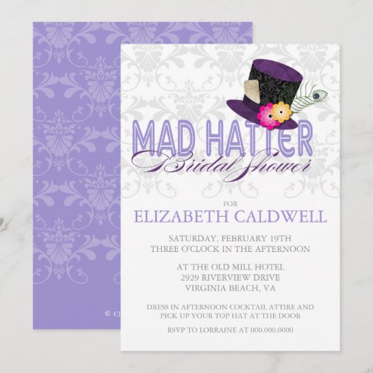 Mad Hatter Bridal Shower Kaart (Voorkant / Achterkant)