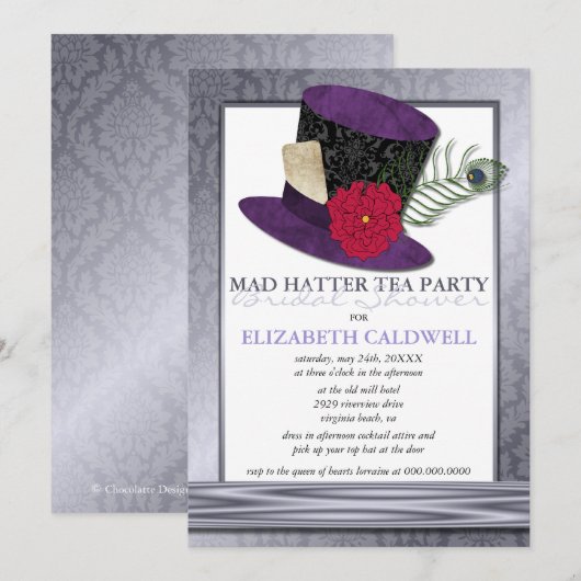 Mad Hatter Bridal Shower Kaart (Voorkant / Achterkant)