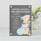 Mad Hatter Bridal Shower-uitnodigingen Kaart (Staand voorkant)