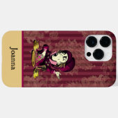 Mad Hatter Burgundy en Gold Damask met Monogram Case-Mate iPhone Case (Achterkant (horizontaal))