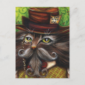 Mad Hatter Cat Alice in Wonderland Fantasy Art Briefkaart