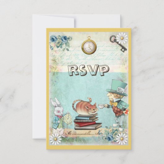 Mad Hatter & Cat RSVP Breng een Baby shower uit he (Voorkant)