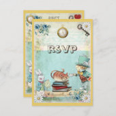 Mad Hatter & Cat RSVP Breng een Baby shower uit he (Voorkant / Achterkant)