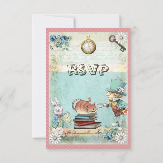Mad Hatter & Cat RSVP Breng een Baby shower uit he (Voorkant)