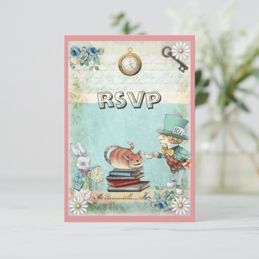 Mad Hatter & Cat RSVP Breng een Baby shower uit he (Staand voorkant)
