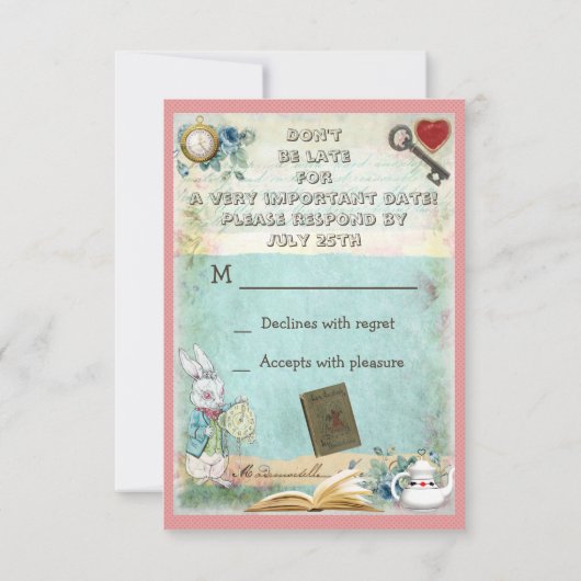 Mad Hatter & Cat RSVP Breng een Baby shower uit he (Achterkant)