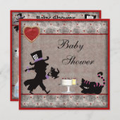 Mad Hatter & Cheshire Cat Baby shower Tea Party Kaart (Voorkant / Achterkant)