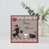 Mad Hatter & Cheshire Cat Baby shower Tea Party Kaart (Staand voorkant)