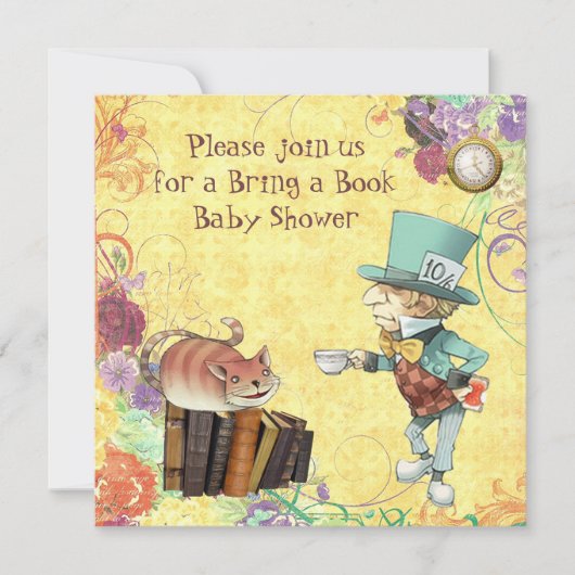 Mad Hatter & Cheshire Cat Breng een boekenschotel Kaart (Voorkant)