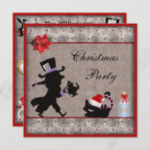 Mad Hatter & Cheshire Cat Kerstparty uitnodigingen (Voorkant / Achterkant)