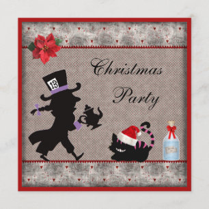 Mad Hatter & Cheshire Cat Kerstparty uitnodigingen