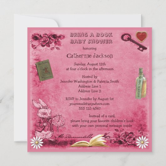 Mad Hatter & Cheshire Cat Pink Boek Kaart (Achterkant)