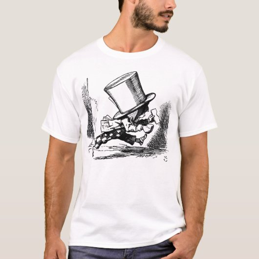 Mad Hatter die van Alice in Wonderland loopt T-shirt (Voorkant)