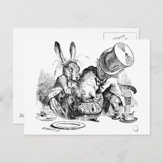 Mad Hatter, Dormouse en March Hare Briefkaart (Voorkant / Achterkant)