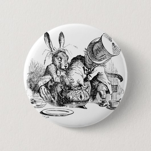 Mad Hatter, Dormouse en March Hare Ronde Button 5,7 Cm (Voorkant)