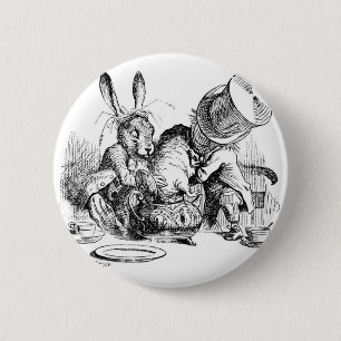 Mad Hatter, Dormouse en March Hare Ronde Button 5,7 Cm