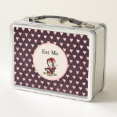 Mad Hatter "Eat me" Bourgogne en roze harten (Achterkant)
