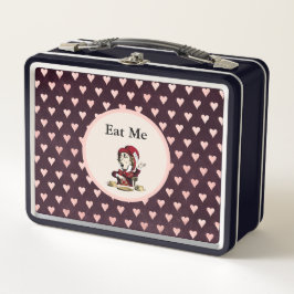 Mad Hatter "Eat me" Bourgogne en roze harten