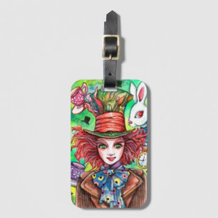 Mad Hatter en konijn Bagagelabel