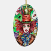 Mad Hatter en konijn Keramisch Ornament (Rechts)