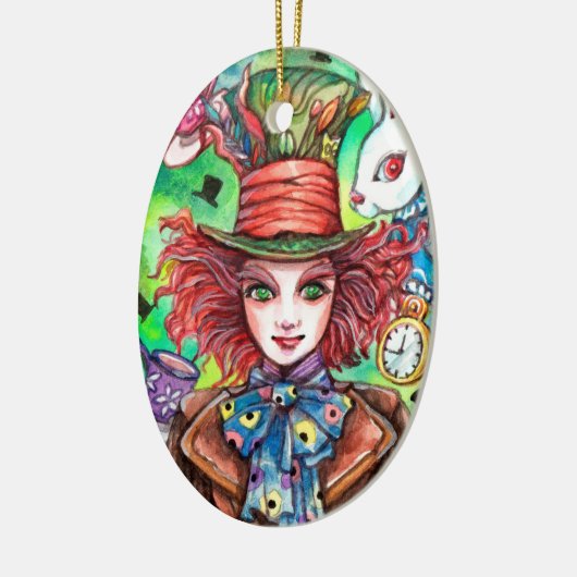 Mad Hatter en konijn Keramisch Ornament (Links)