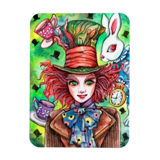 Mad Hatter en konijn Magneet (Verticaal)