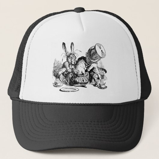 Mad Hatter en March Hare die de Dormouse duwen Trucker Pet (Voorkant)