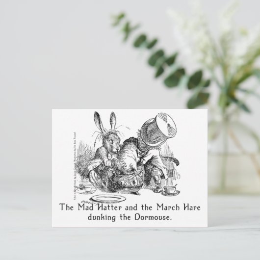 Mad Hatter en March Hare Dunking the Dormouse Briefkaart (Staand voorkant)