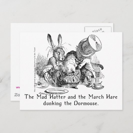 Mad Hatter en March Hare Dunking the Dormouse Briefkaart (Voorkant / Achterkant)