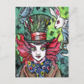 Mad Hatter en wit konijn Briefkaart (Voorkant)