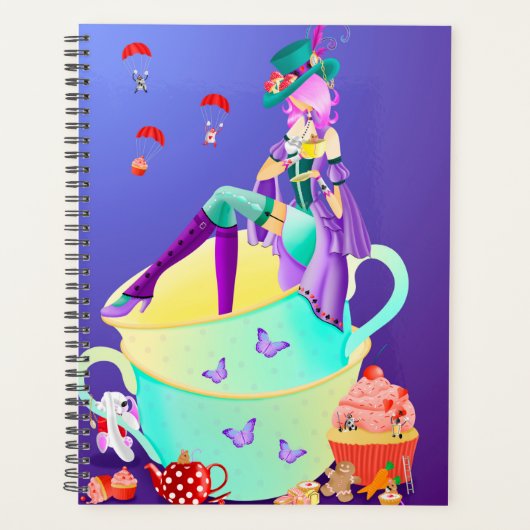 Mad Hatter in theekopje Planner (Voorkant)