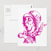 Mad Hatter Inkt Roze Briefkaart (Voorkant / Achterkant)