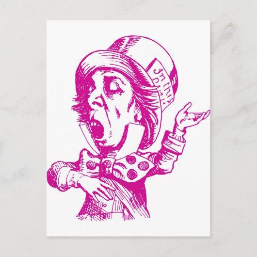 Mad Hatter Inkt Roze Briefkaart (Voorkant)