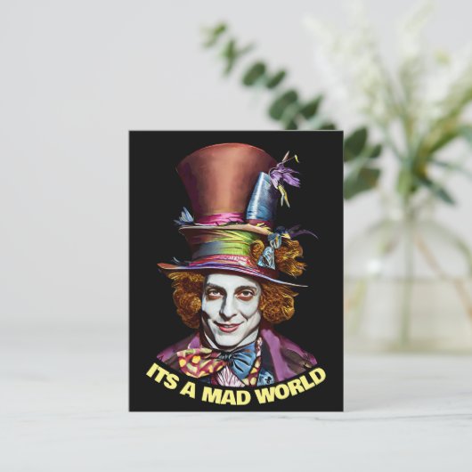 Mad Hatter man Het Een Mad World Fantasy Kunst Briefkaart (Staand voorkant)