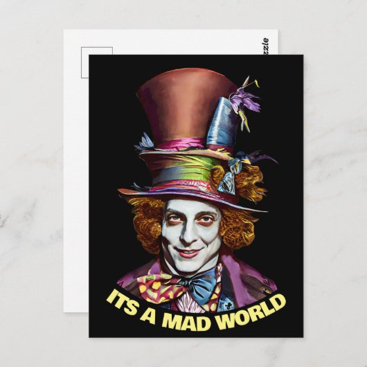 Mad Hatter man Het Een Mad World Fantasy Kunst Briefkaart (Voorkant / Achterkant)