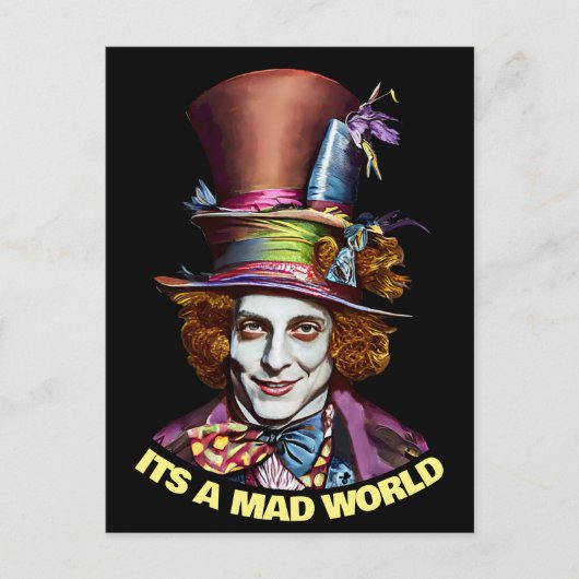 Mad Hatter man Het Een Mad World Fantasy Kunst Briefkaart (Voorkant)