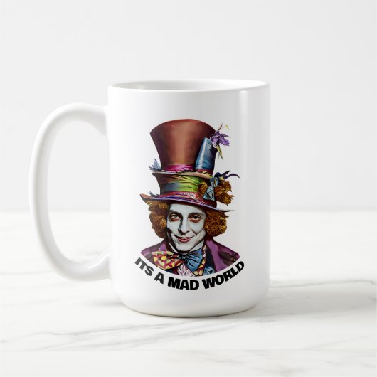 Mad Hatter man Het Een Mad World Fantasy Kunst Koffiemok (Links)