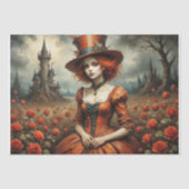 Mad Hatter Meisje in Roos Tuin Decoupage Tissuepapier (Voorkant)
