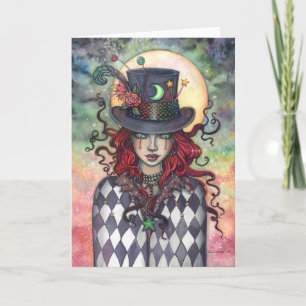 Mad Hatter Meisje Mysterieuze Fantasy Art Kaart