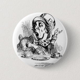 Mad Hatter met Dormouse Ronde Button 5,7 Cm