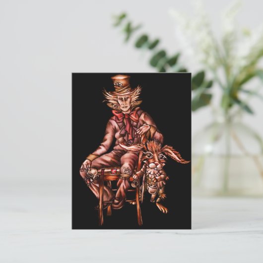 Mad Hatter met Maart Hare Tekening Briefkaart (Staand voorkant)