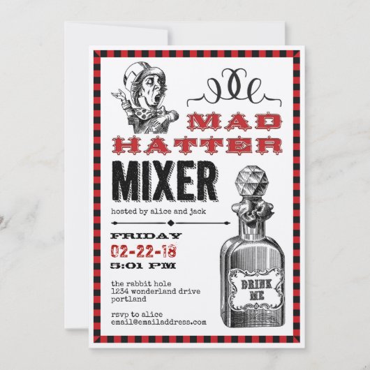 Mad Hatter Mixer Party Kaart (Voorkant)