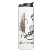 Mad Hatter naar de redding Wonderland-bestemming Thermosbeker (Gedraaid links)