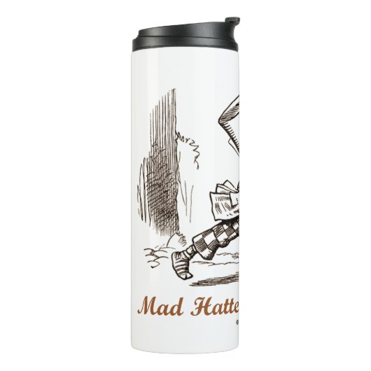 Mad Hatter naar de redding Wonderland-bestemming Thermosbeker (Gedraaid links)