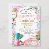 Mad Hatter Pet Alice in Onederland 1ste verjaardag Kaart (Voorkant)