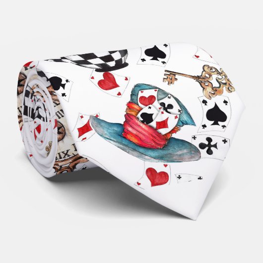 Mad Hatter Pet en Kaarten Stropdas (Opgerold)