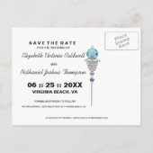 Mad Hatter Save the Date Briefkaart (Achterkant)