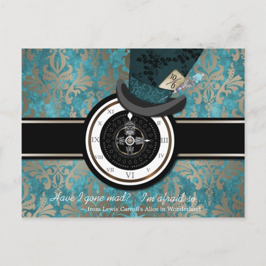 Mad Hatter Save the Date Briefkaart (Voorkant)